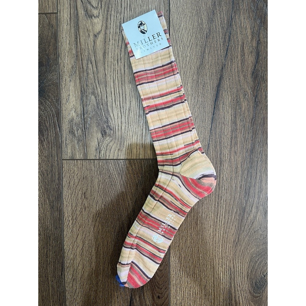 NWT Miller Brothers Ltd. Men's Multi-Stripe Knit Socks – Linen Blend – One Size